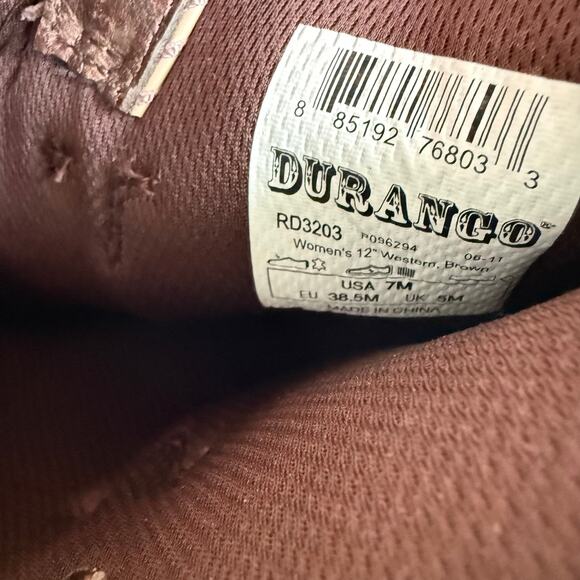 Durango Crush Western Boots Embroidered Cowboy Boots Chocolate Scroll Womens 7 - Picture 8 of 8